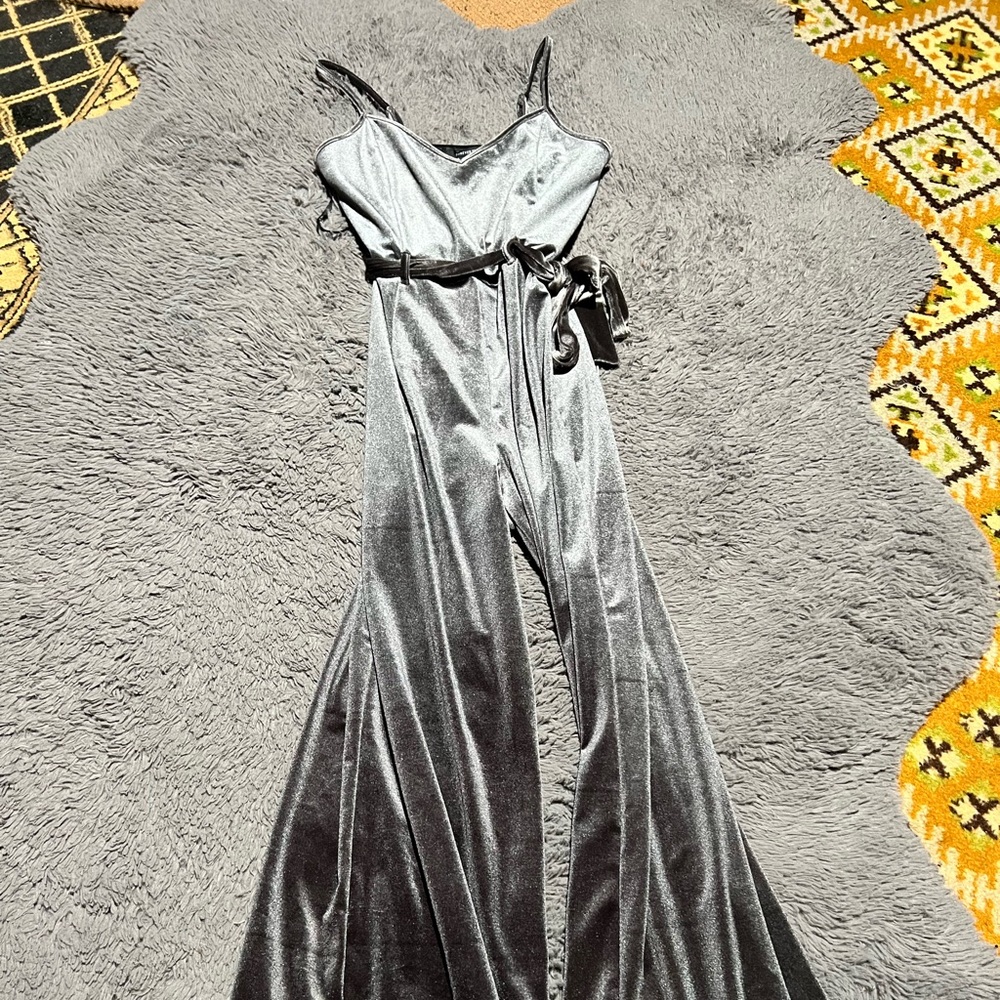Grey Velvet Jumpsuit